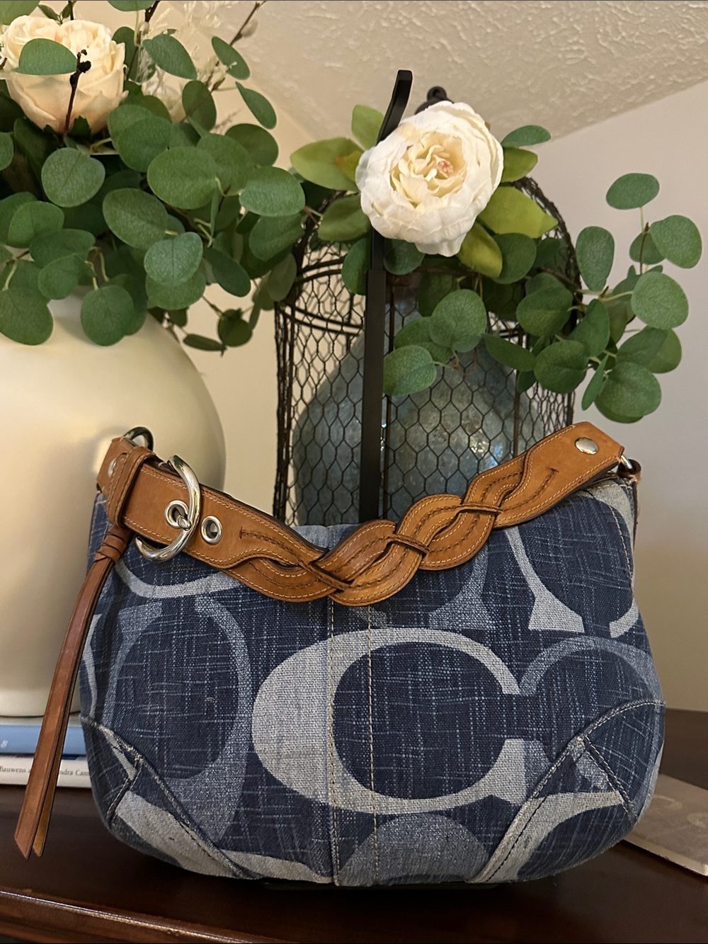 Coach Signature Jumbo C Tonal Denim Hobo Bag - Picture 6 of 16